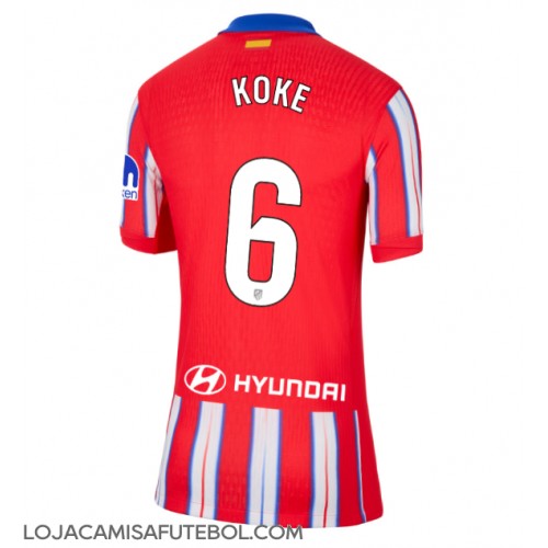 Camisa de Futebol Atletico Madrid Koke #6 Equipamento Principal Mulheres 2024-25 Manga Curta